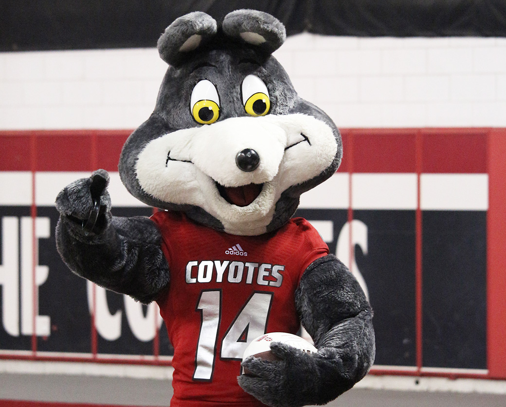Faces of Charlie the Coyote show school spirit