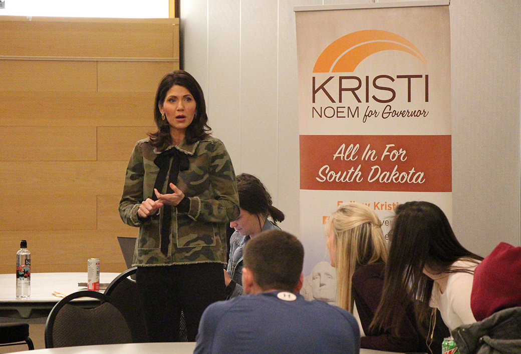 Congresswoman Kristi Noem visits campus, kicks off campaign