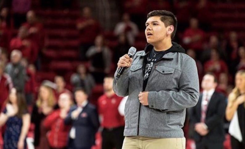 USD Student sings national anthem in Lakota