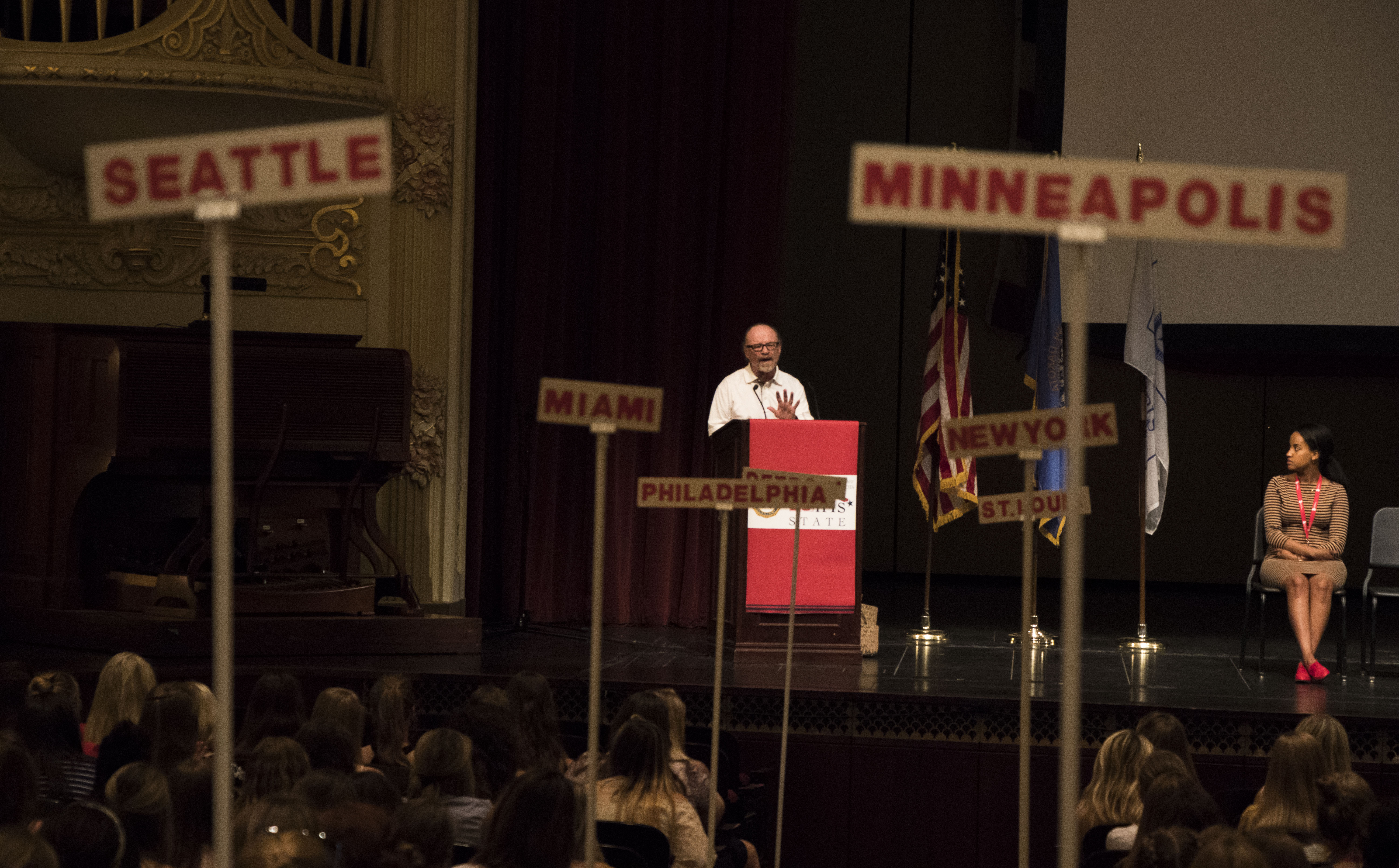 USD professor Michael Roche asks Girls State delegates to find their talents