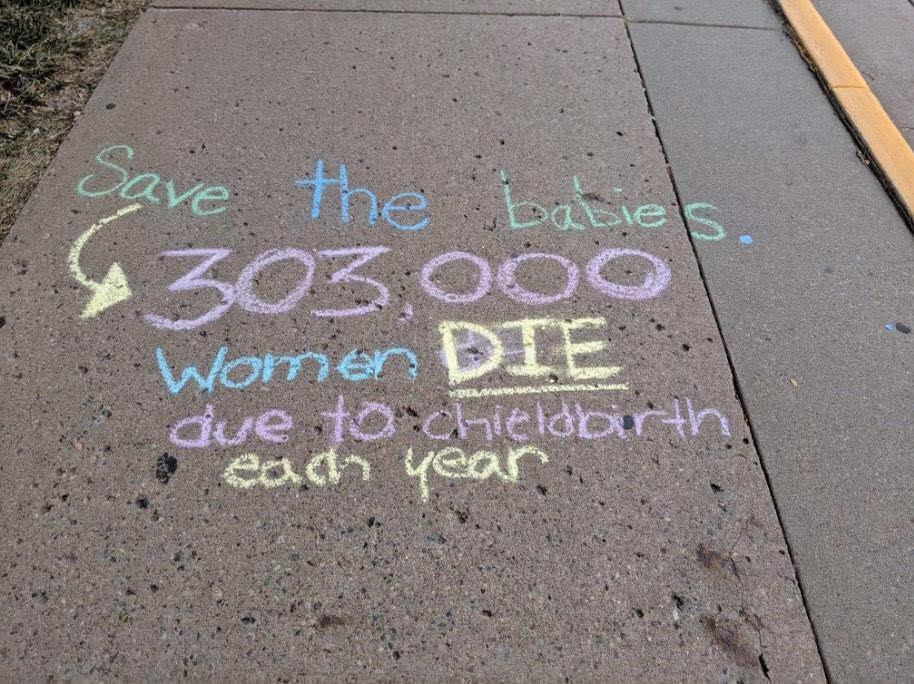 Yotes For Life and Students for Reproductive Rights chalk it out