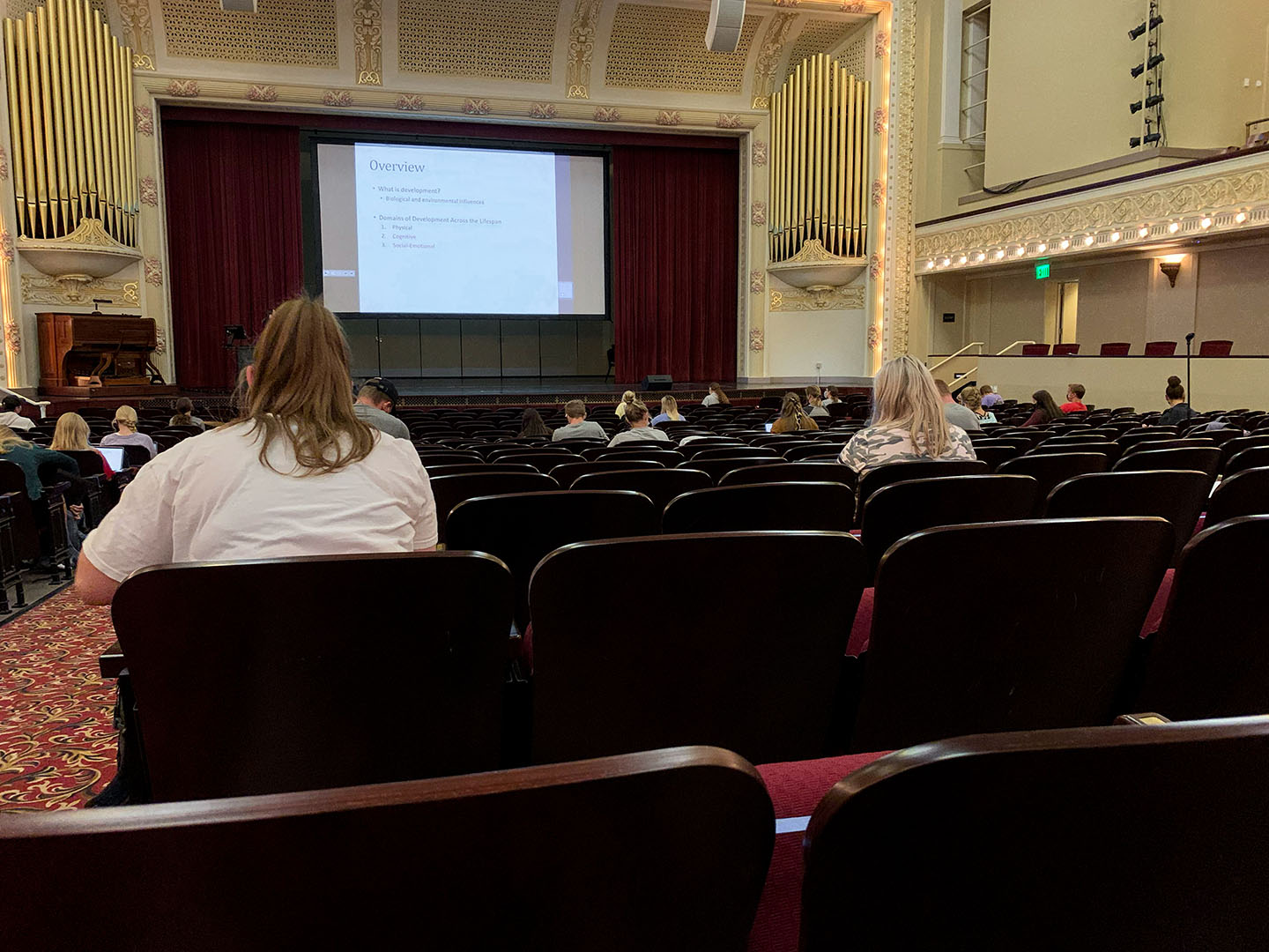 Professors adjust to teaching in Aalfs Auditorium